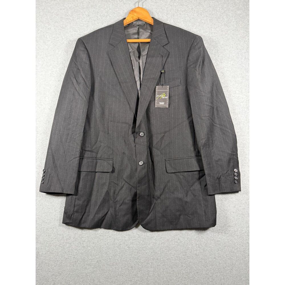 NWT Studio 3 Bill Blass Men's 46L Gray Stripe 100% Wool Suit Jacket Bin F